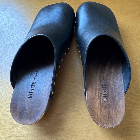 Khaite Women's Black Leather Clogs - Picture 2 of 7